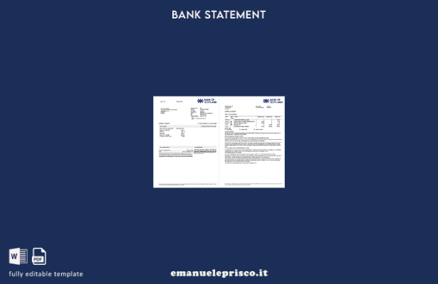 modello di pagine di parole dell'estratto conto della Banca di Scozia in stile v
